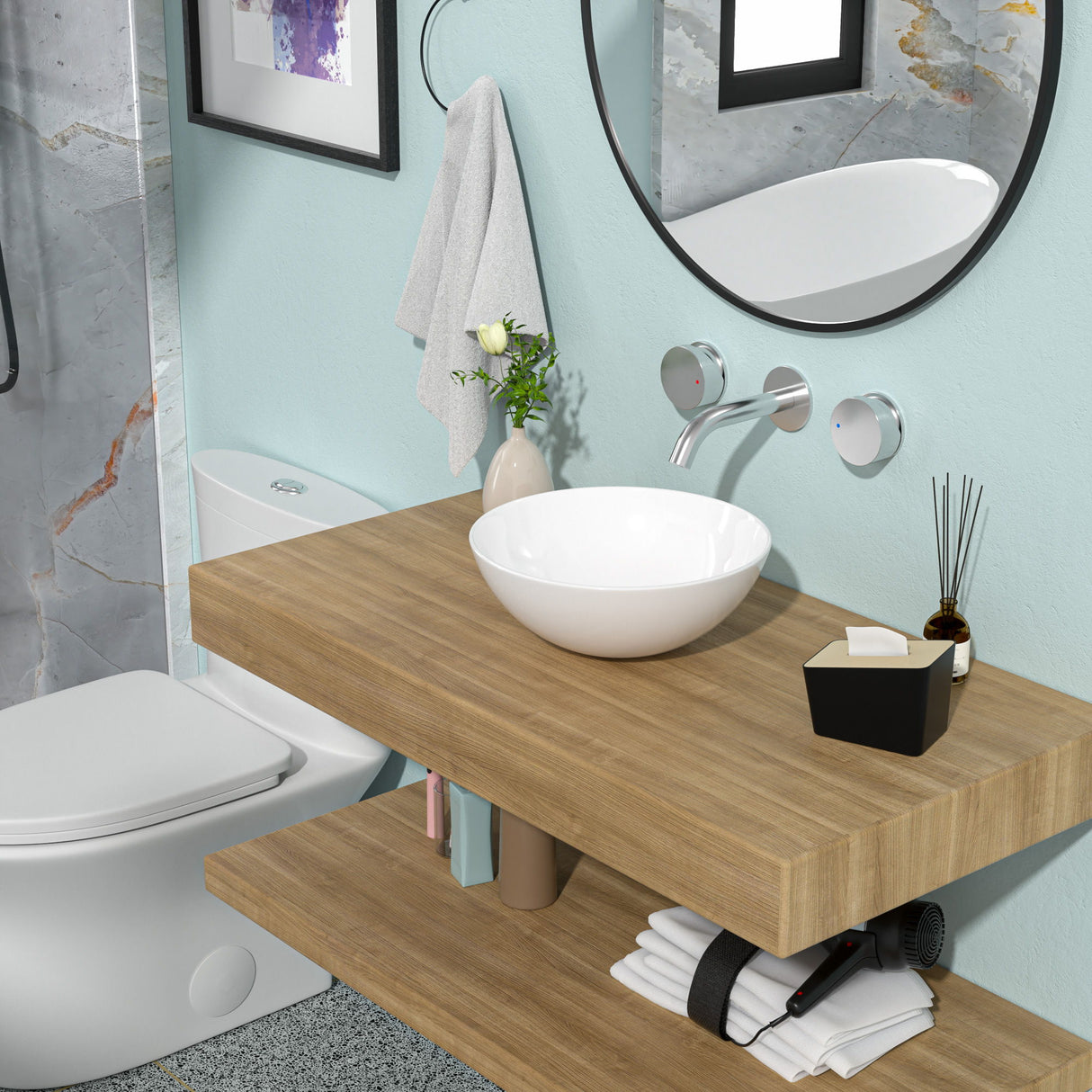 Modern Ceramic Circular Vessel Bathroom Sink