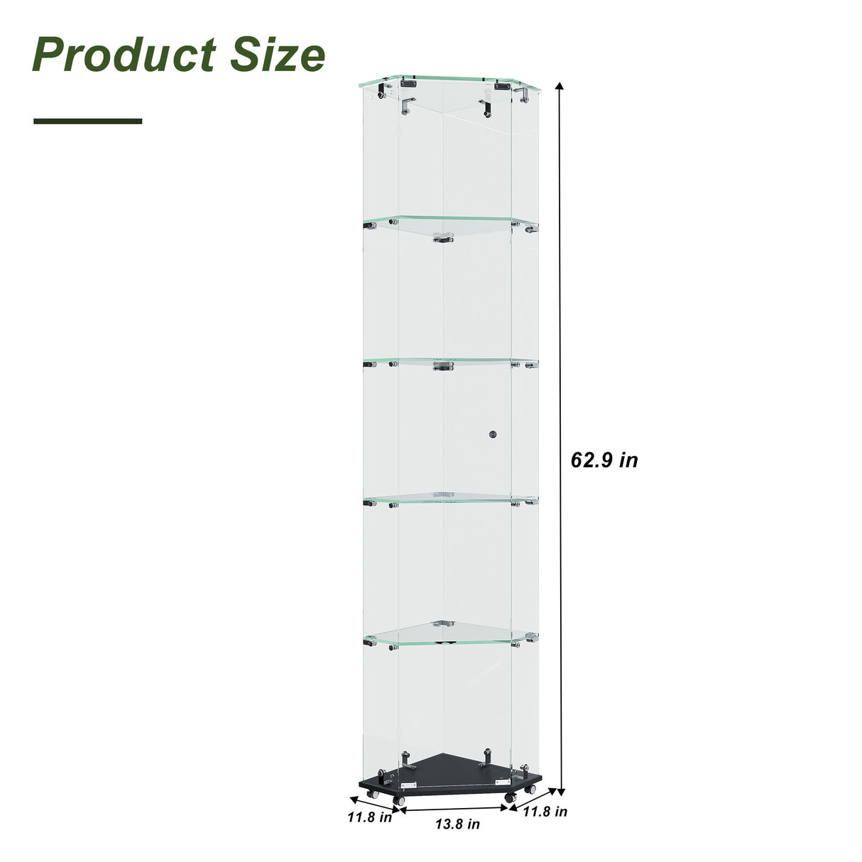 5 Tier Diamond Glass Display Case With 5 Dynamic LED Modes - Black