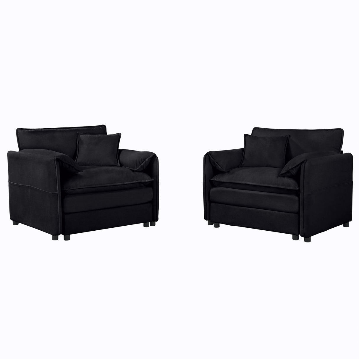 Modern Chenille Oversized Accent Chair, Comfy Single Sofa With Large Seat (Set of 2)
