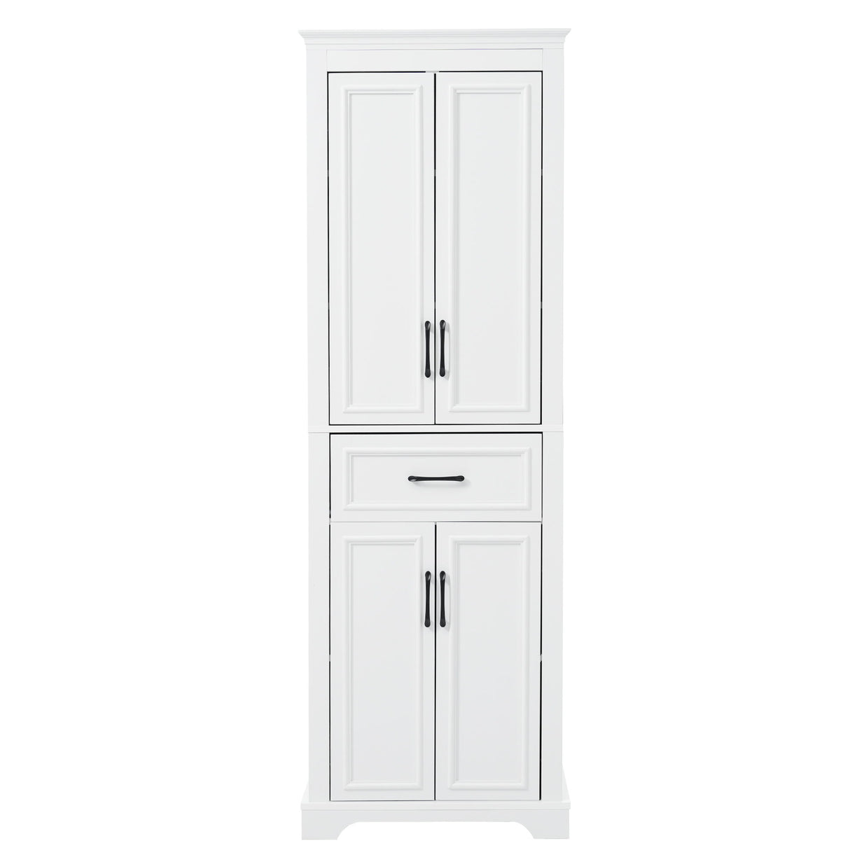 Freestanding Bathroom Vanity, Elegant Design With 4 Doors & 1 Drawer, Adjustable Shelves, Damping Hinges - White