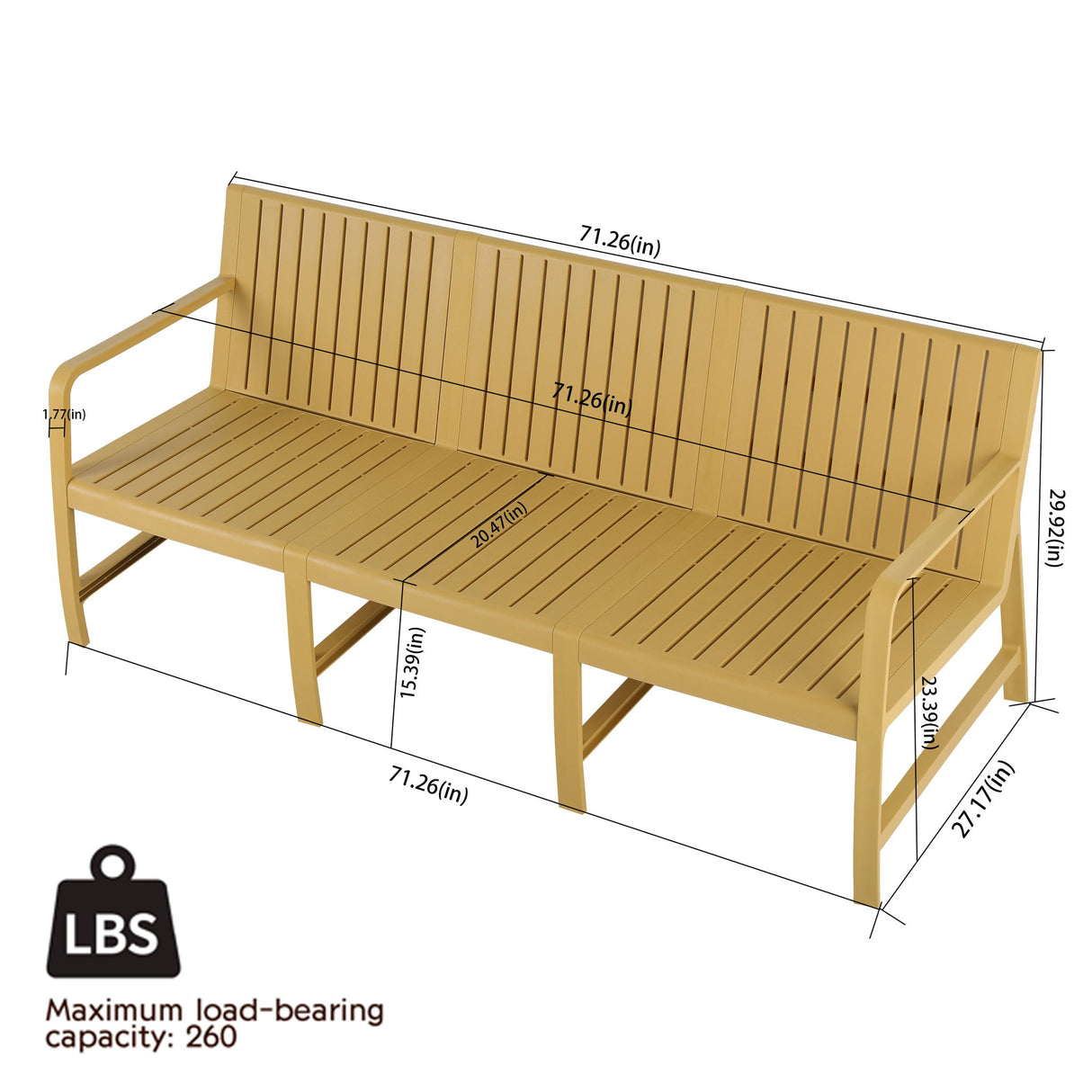 1 Piece Indoor / Outdoor 3 Seater Sofa, UV-Resistant, Waterproof And Durable