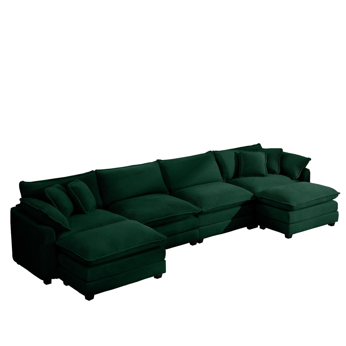 Modern Oversized Modular Cushion Sofa With Ottoman, Low Back, Deep Seating Sofa Set