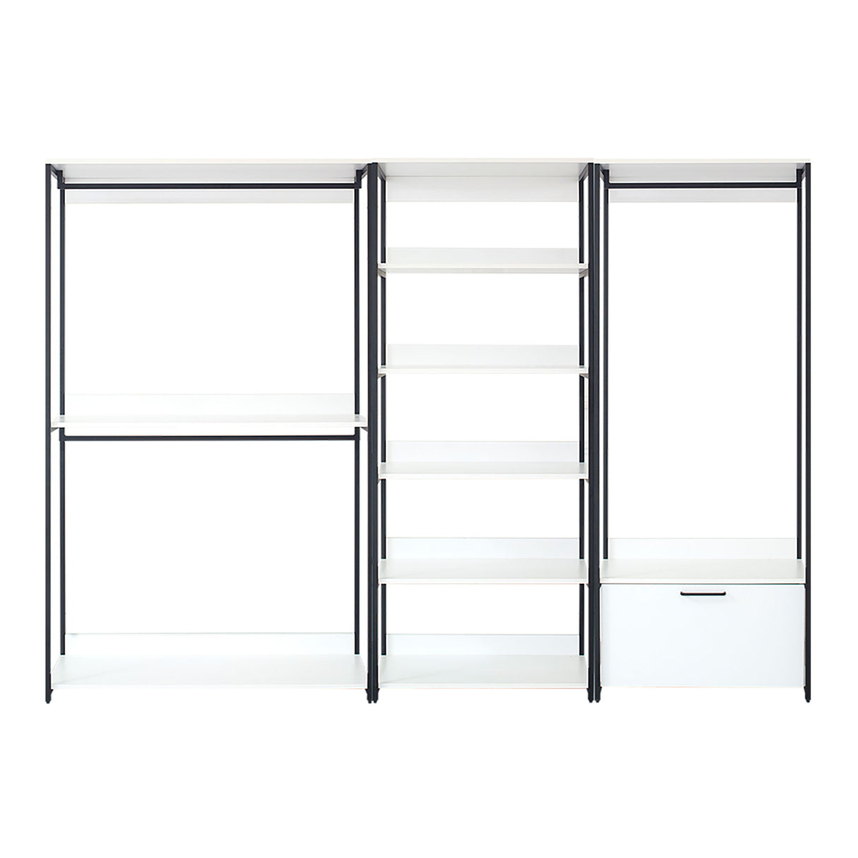 Fiona - Freestanding Walk In Wood Closet System With Metal Frame Melamine - White