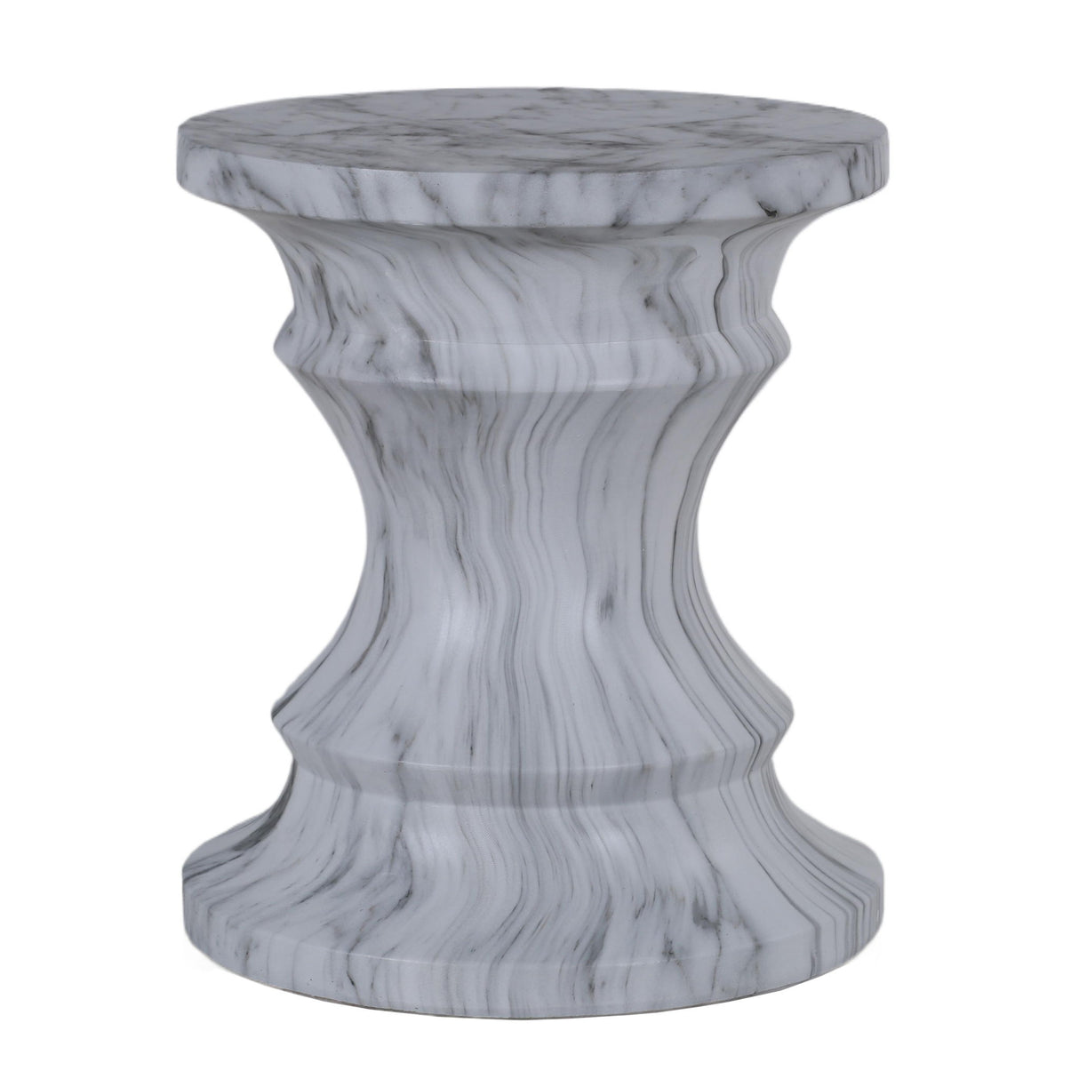 Geometric Round Outdoor End Table - Marble