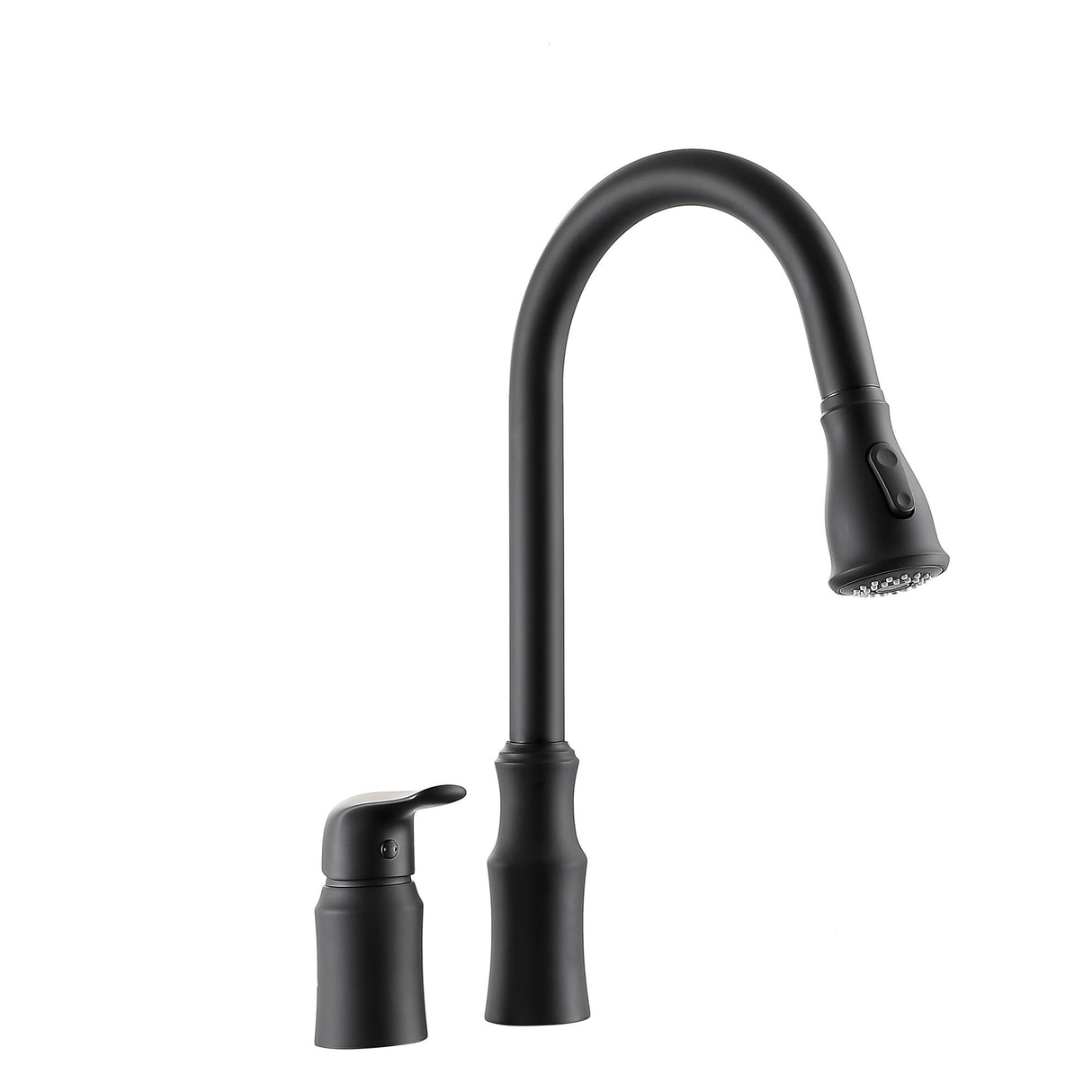 16.9" Kitchen Sink Faucet With Separate Handle And Pull Down Sprayer, Lead Free Brass - Matte Black