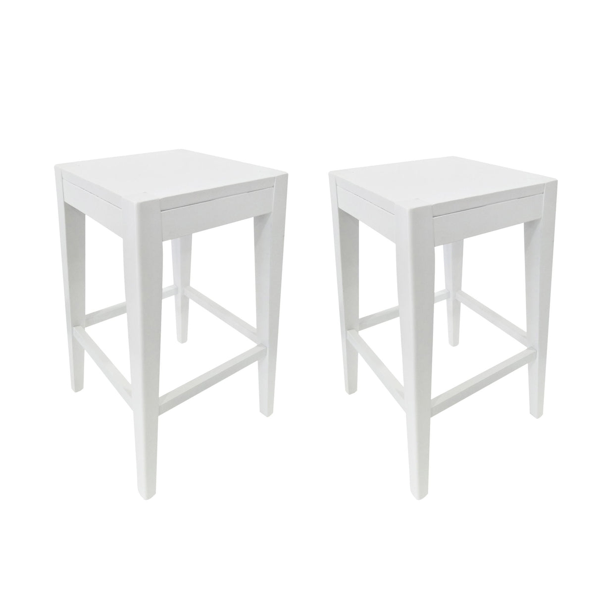 Counter Barstool (Set of 2), Rubber Wood - White