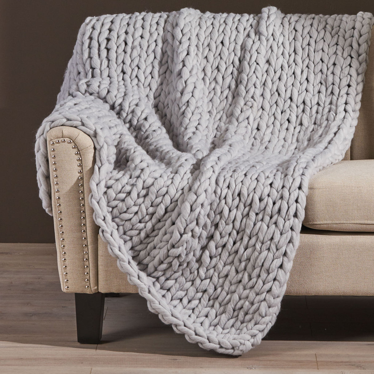 Cozy Knitted Acrylic Throw Blanket With Double Sided Design