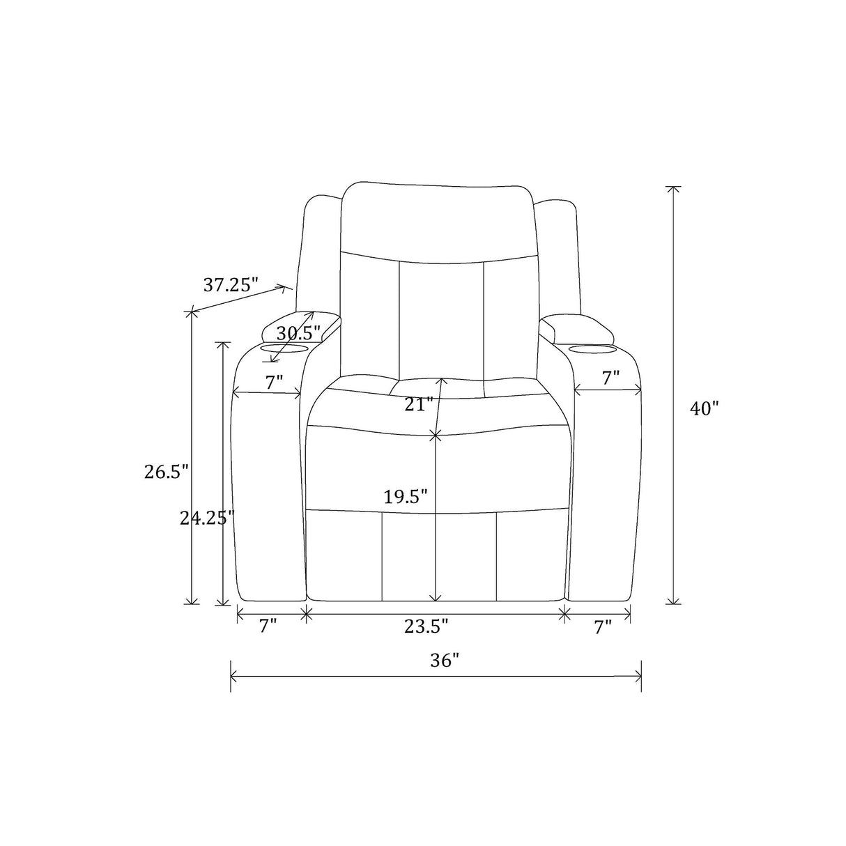 Blanca - Power Recliner With LED - Charcoal