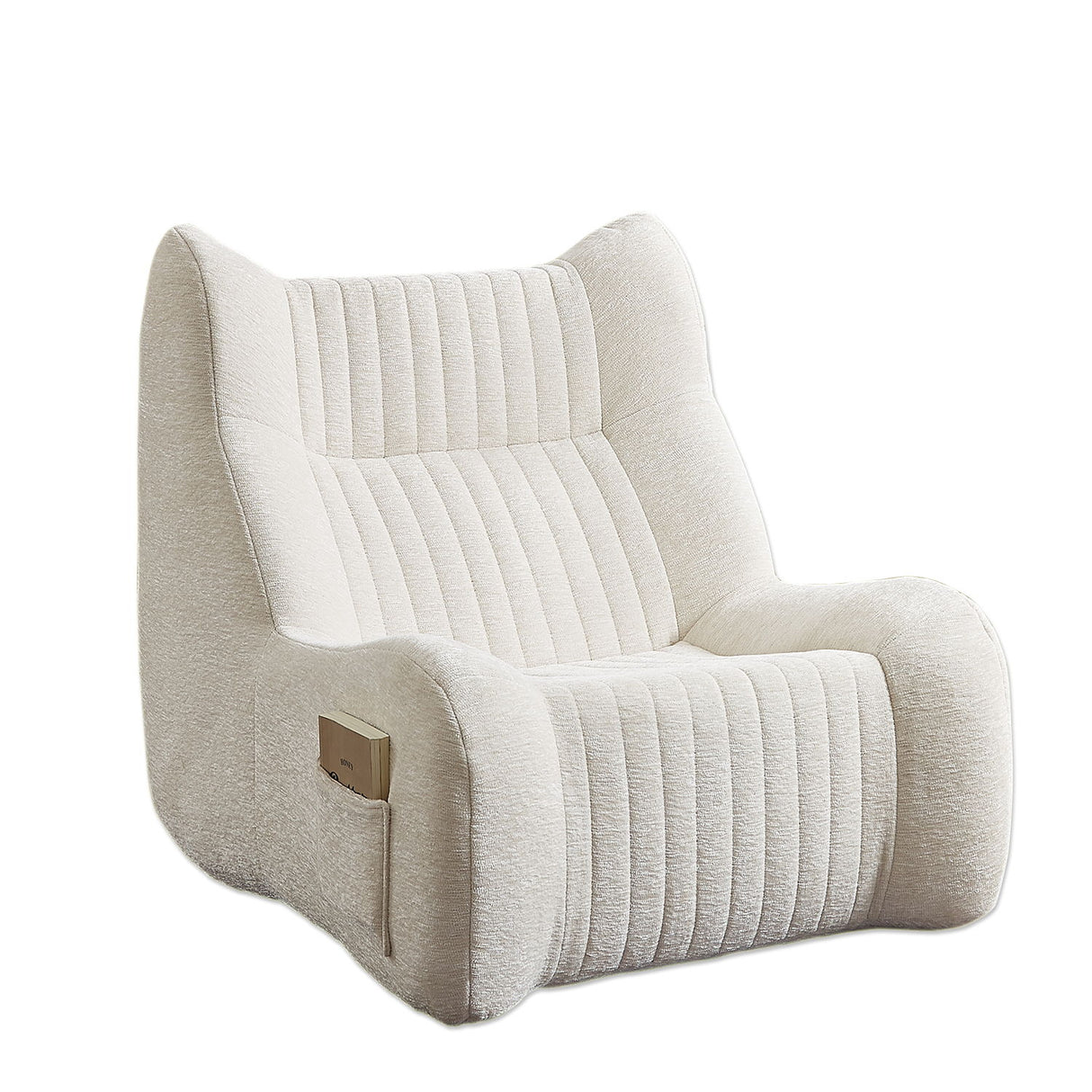 Bean Bag Chair For Adults, Lazy Floor Sofa Couch Memory Foam Bean Bag Sofas Chenille Fabric Reading Chair Comfortable Corner Lounge Sofa For Living Room - White