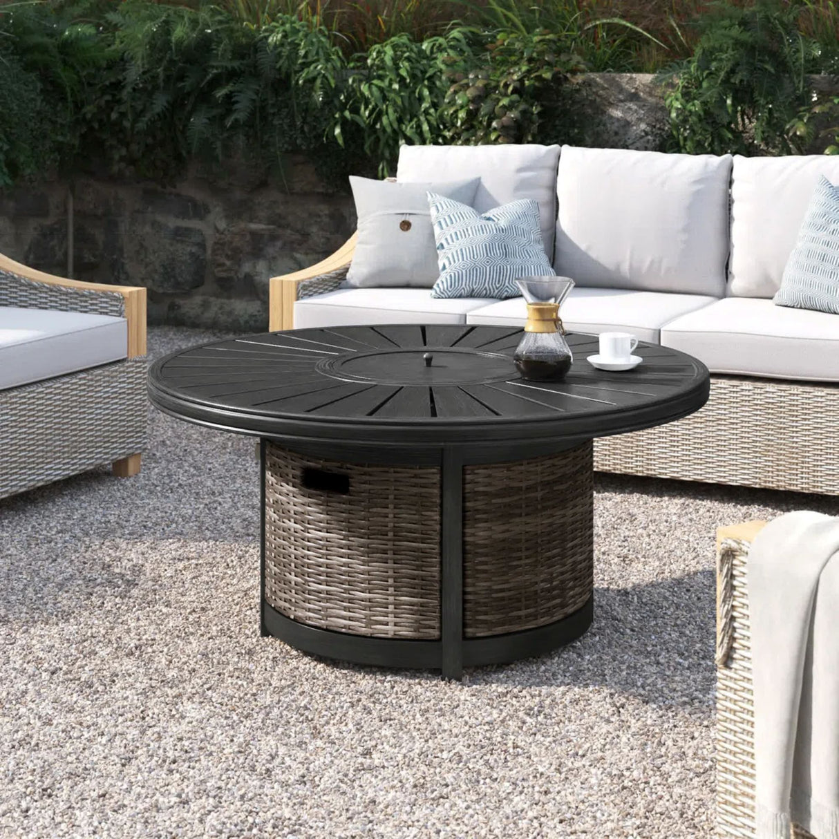 Propane Outdoor Fire Pit Table - Brown
