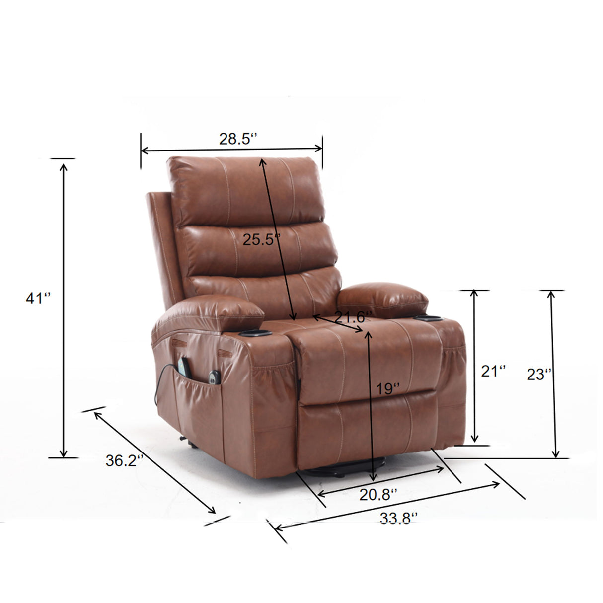 Large Size Electric Power Lift Recliner Chair Sofa With 8 Point Vibration Massage And Lumbar Heat