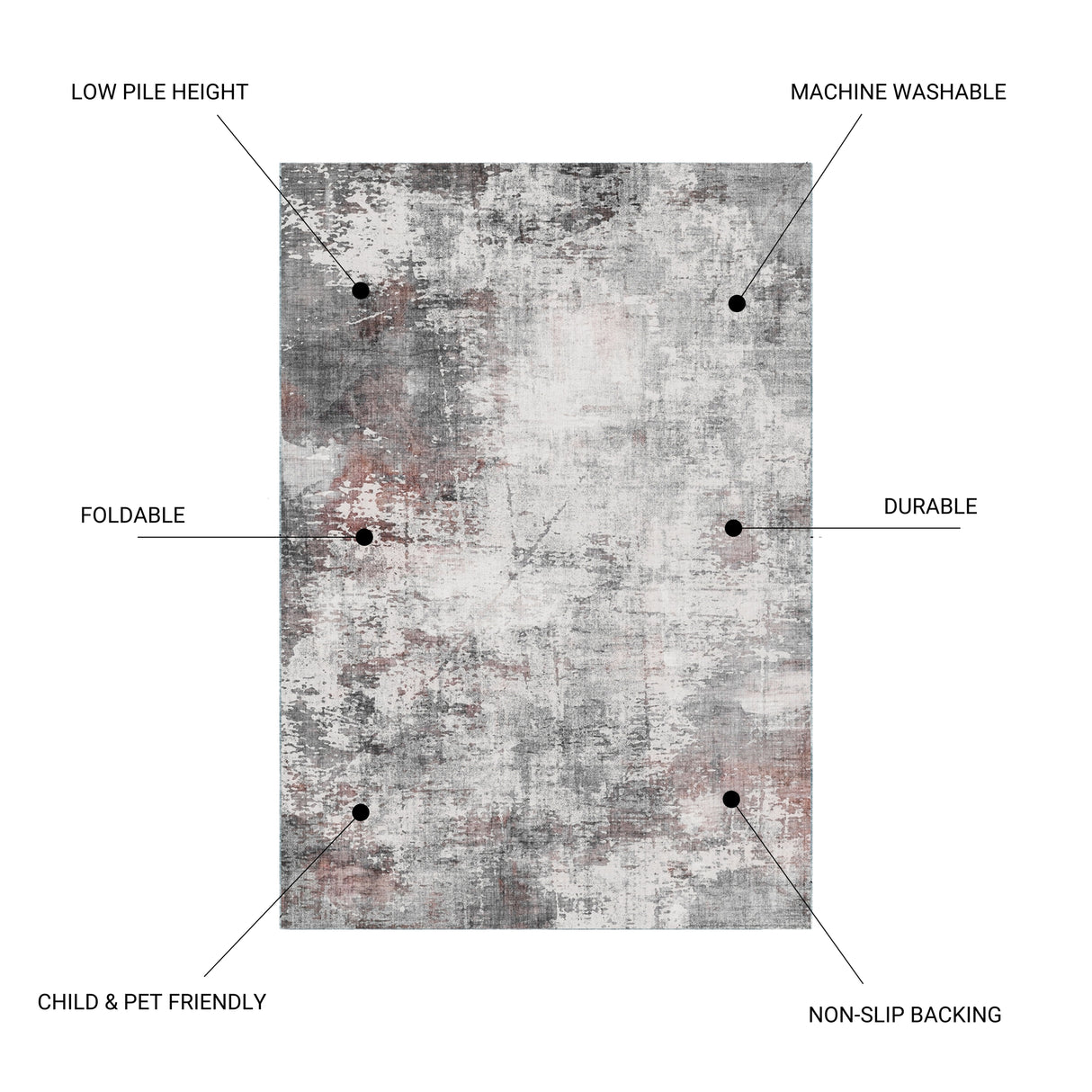 Toucan - Washable Non - Slip Area Rug - Ivory / Dark Gray