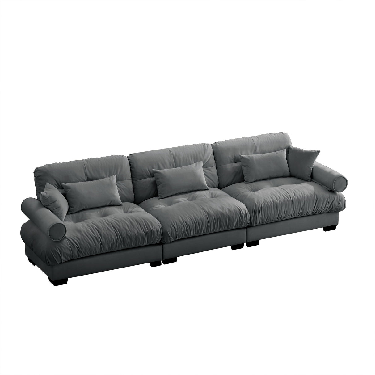 Modern Oversize Sofa With Cloud Like Comfort, Featuring Waist And Throw Pillows