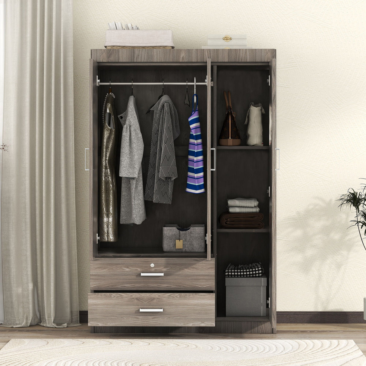 3 Door Wardrobe With 2 Drawers