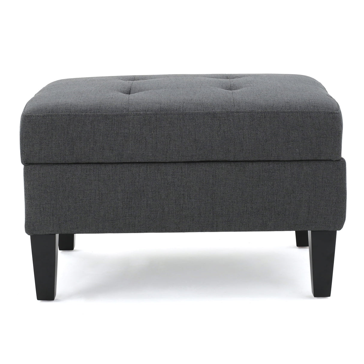 Storage Ottoman With Birch Wood Legs And Cushioned Top For Comfort