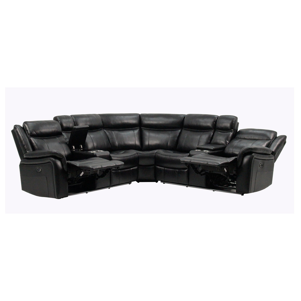 Jupiter - Leather Sectional - Black