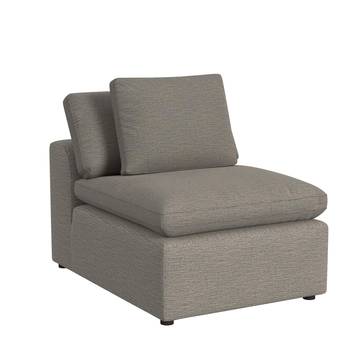 York - Modular Armless Chair With Overstuffed Cushion And Adjustable Pillows - Taupe