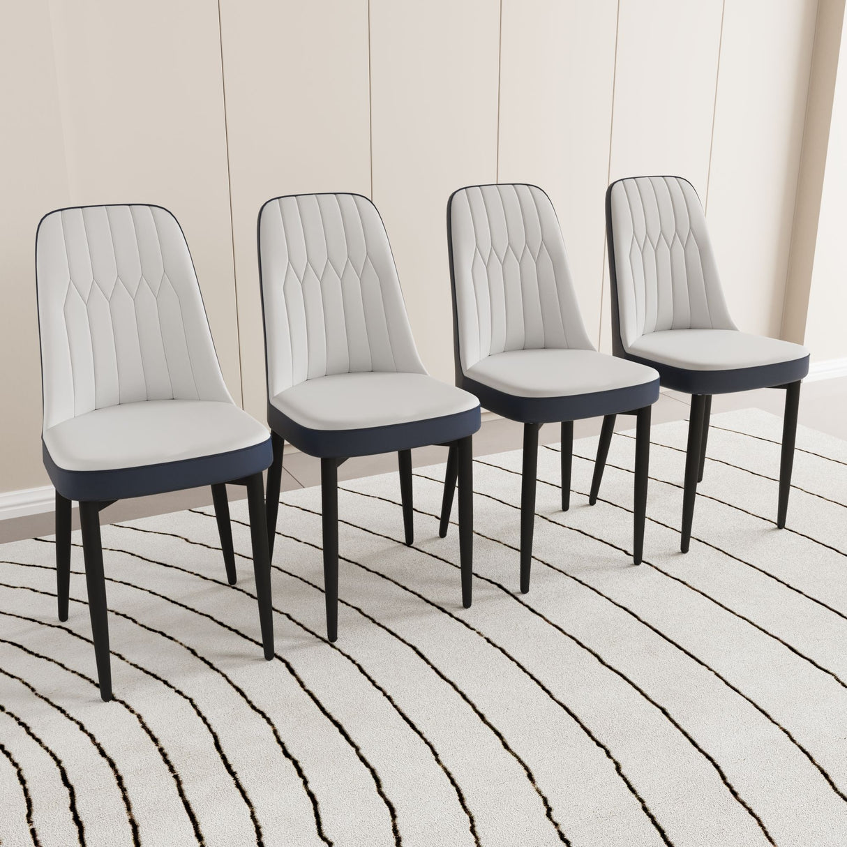 Modern Dining Chair With Cushions And Metal Legs
