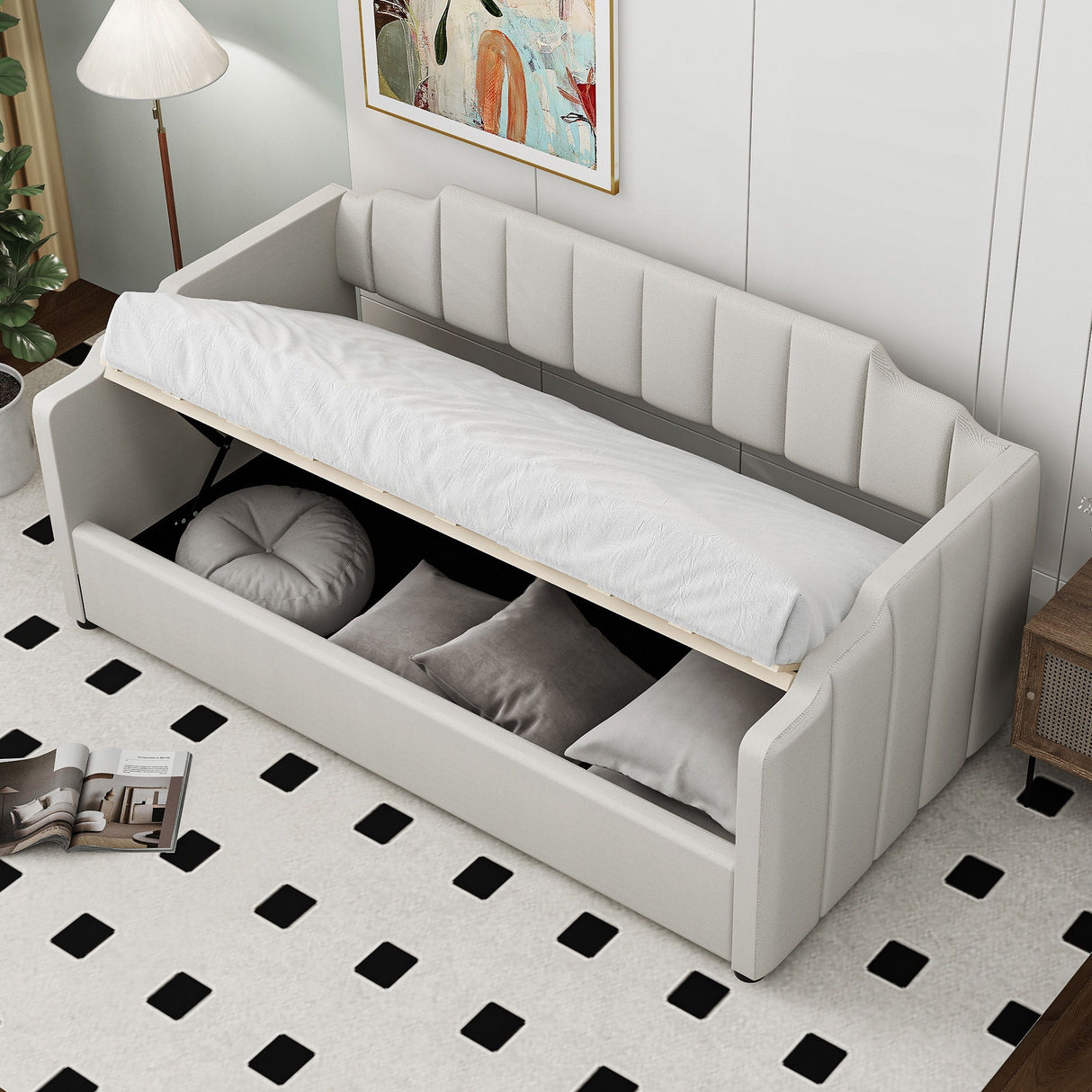 Modern Upholstered Daybed With Underneath Storage