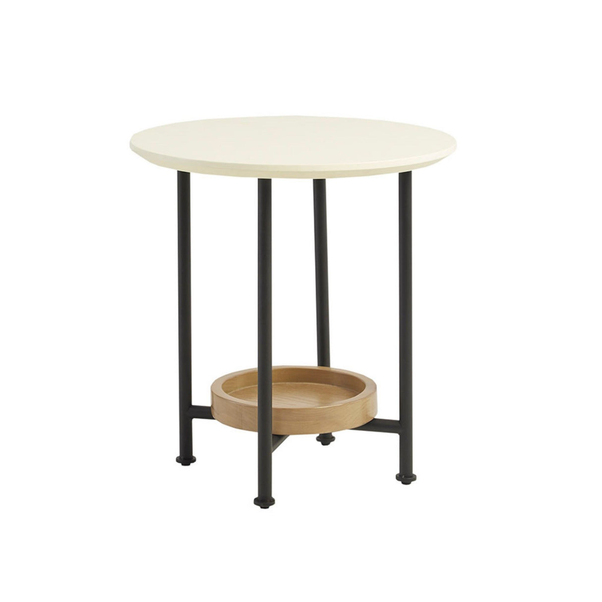 Oval End Table With Metal Legs - White / Natural