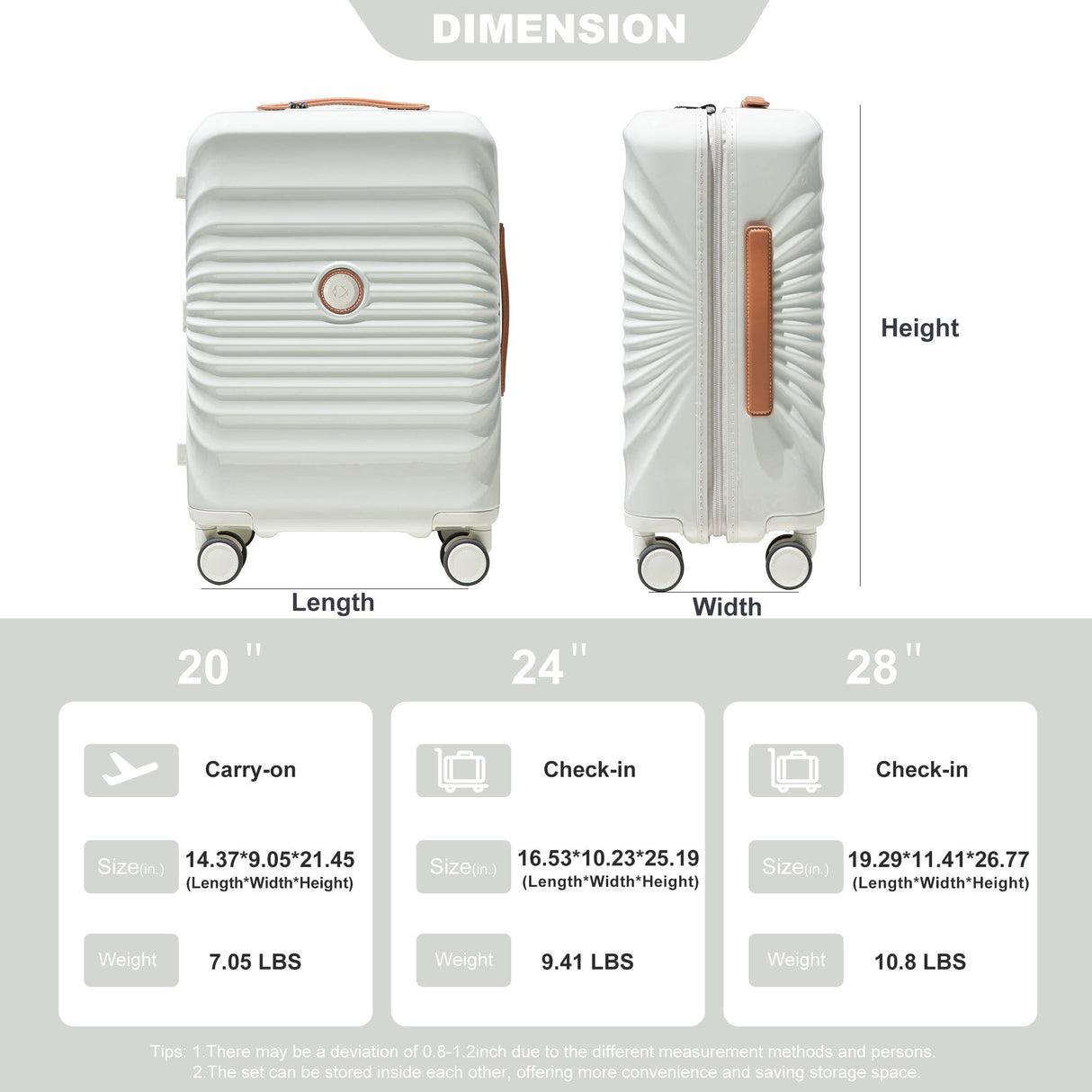 24" Luggage Lightweight Suitcase Tsa Lock USB Port Luggage Wheel