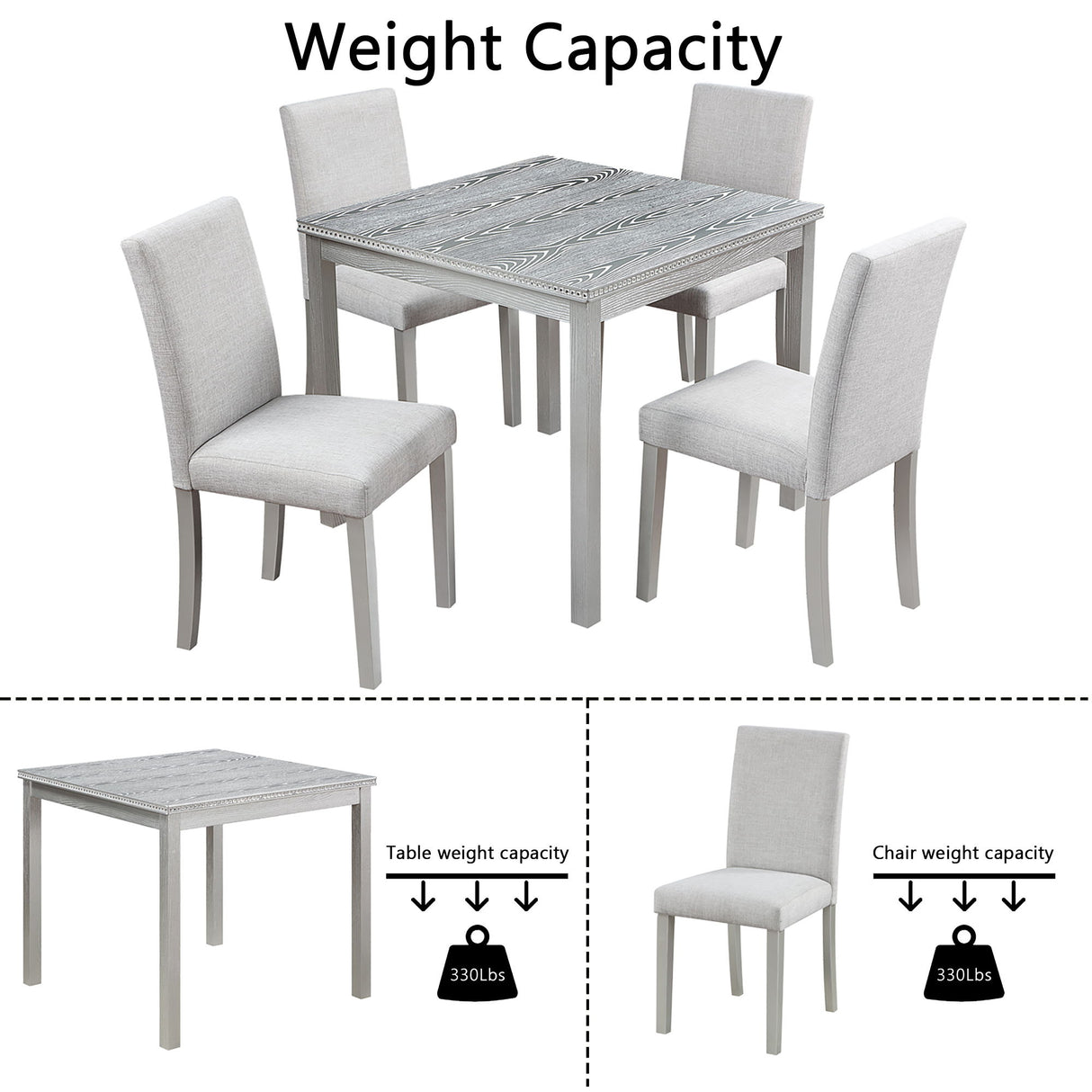 Dining Table Set With Crystal Decoration And Upholstered Chairs