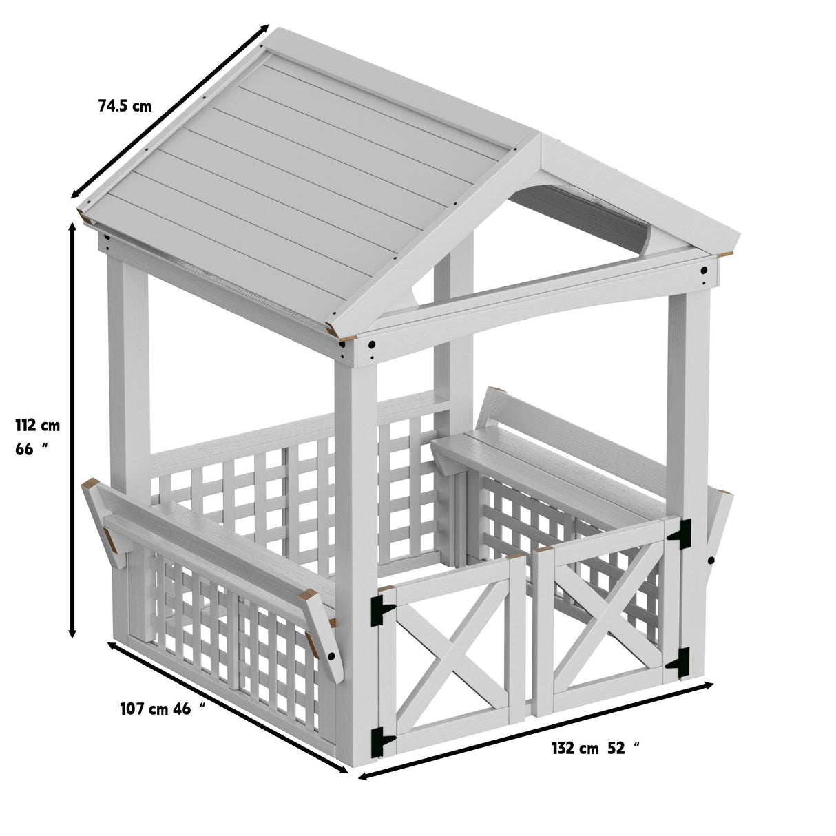 Outdoor Wooden Playhouse With Bench And Door - White