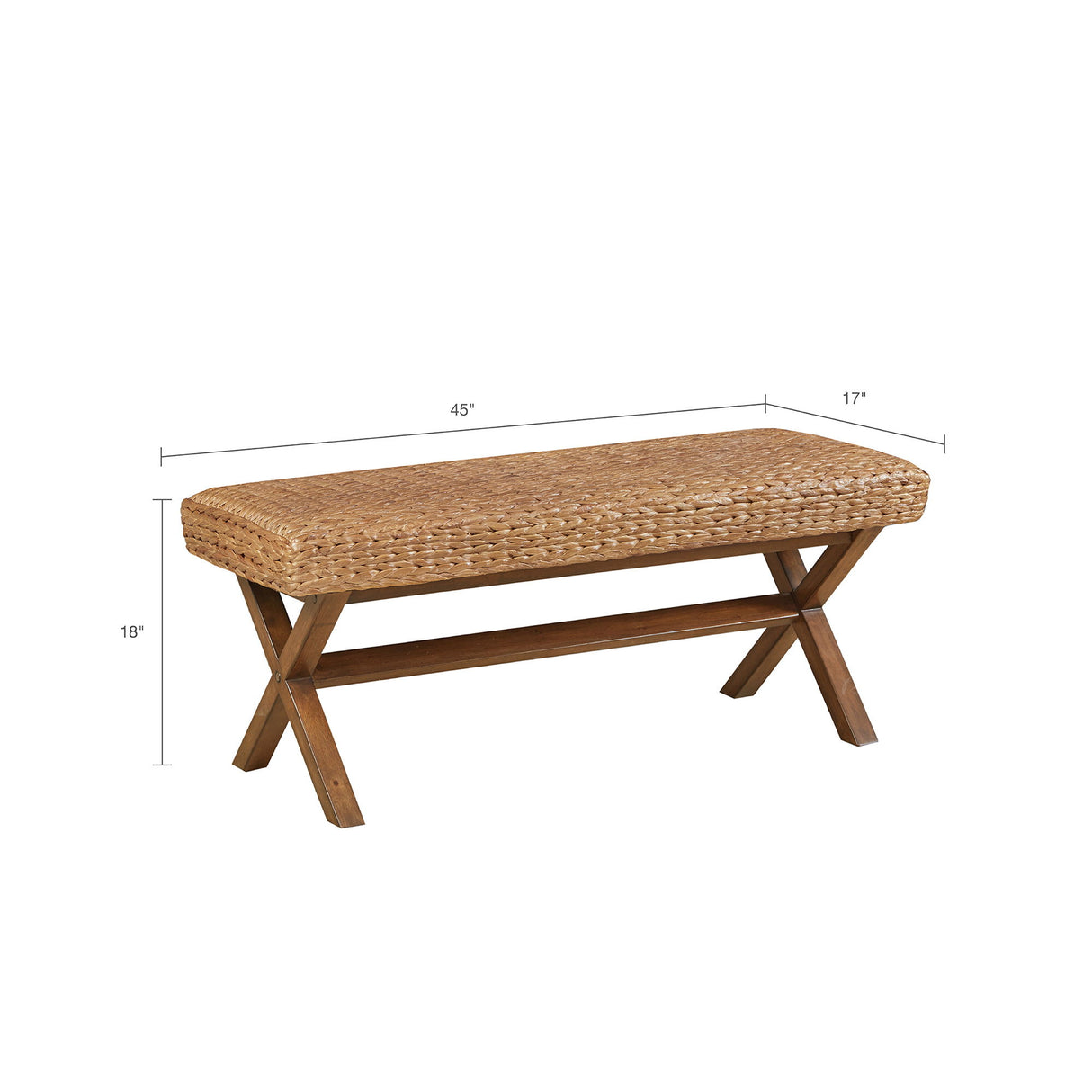 The Bench With Water Hyacinth Seat And Mahogany Base - Brown