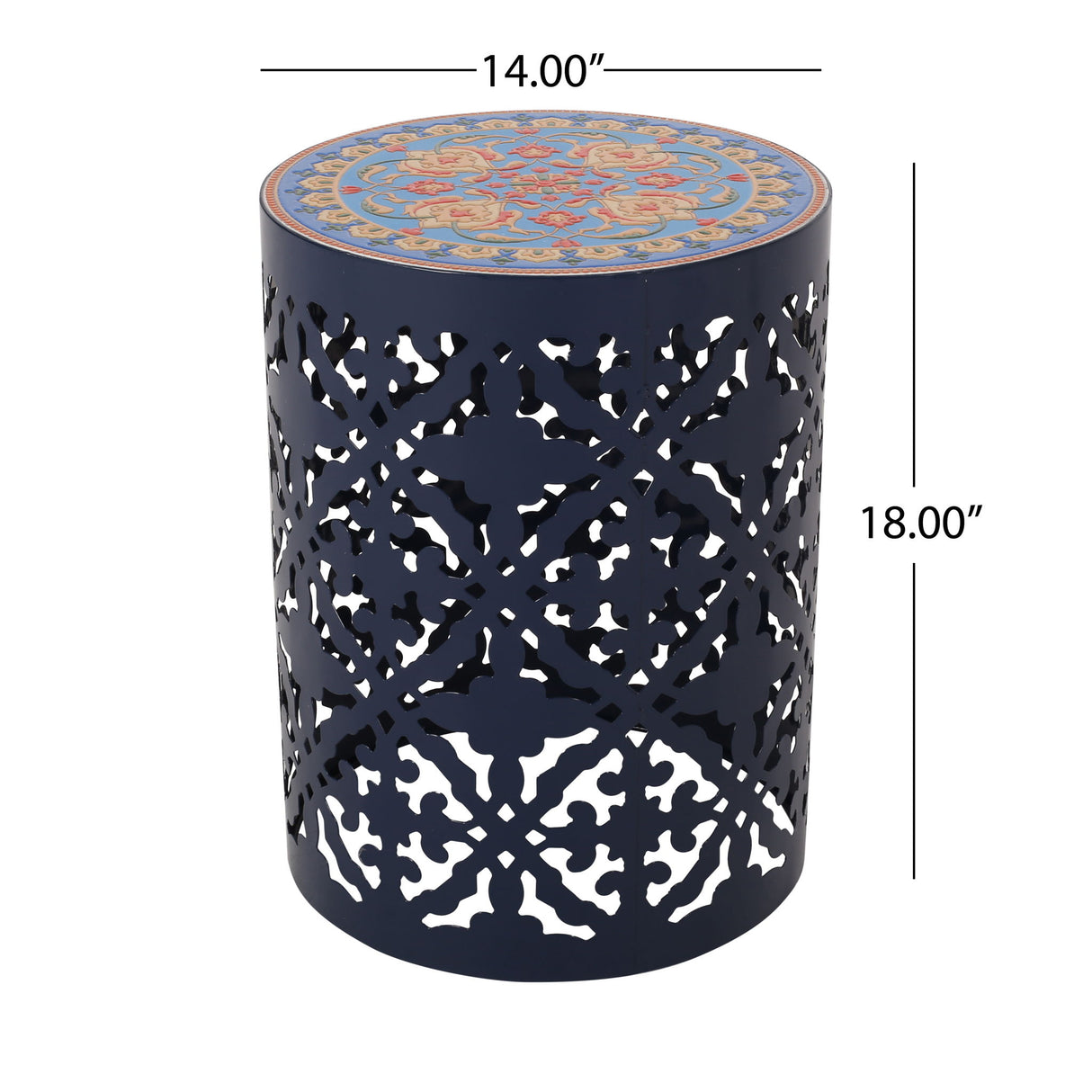 Airy - Outdoor Side Table With Lace Cut Design And Metal Frame