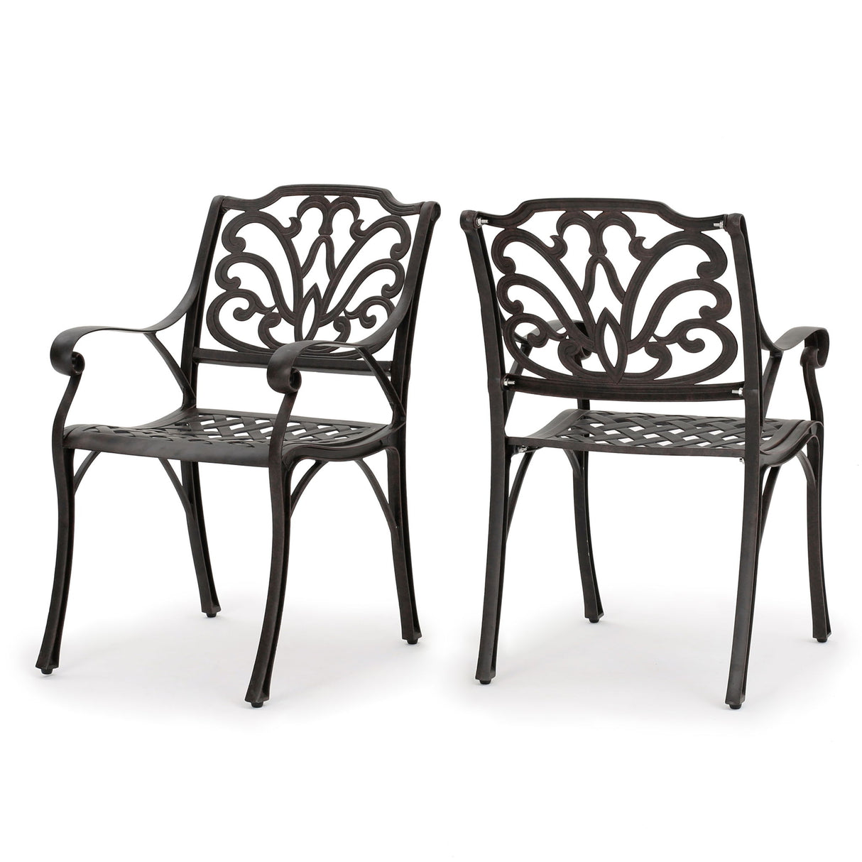 Patio Cast Aluminum Outdoor Dining Chairs (Set of 2) - Bronze