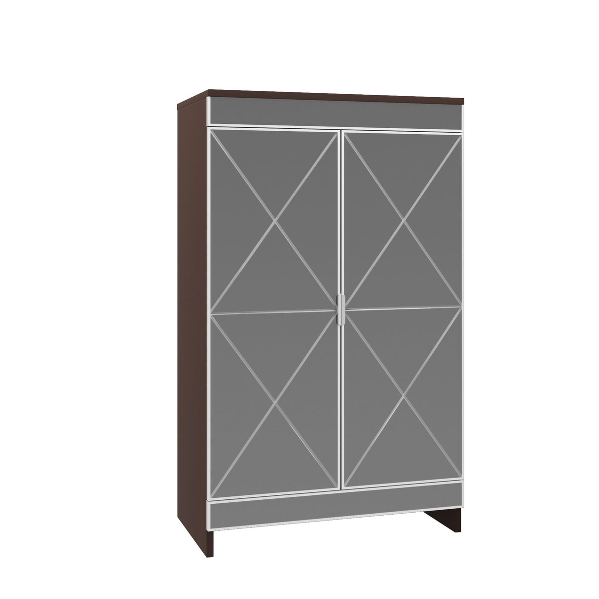 Elegant Decor Mirrored Shoe Cabinet With Edging Double Door Storage Cabinets Glass - Brown / Silver / Gray
