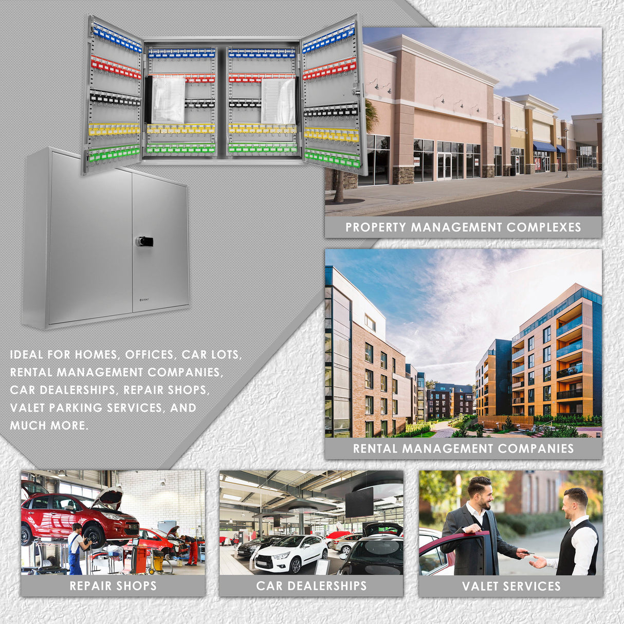 400 Keys Adjustable Key Lock Box With Digital Lock - Gray