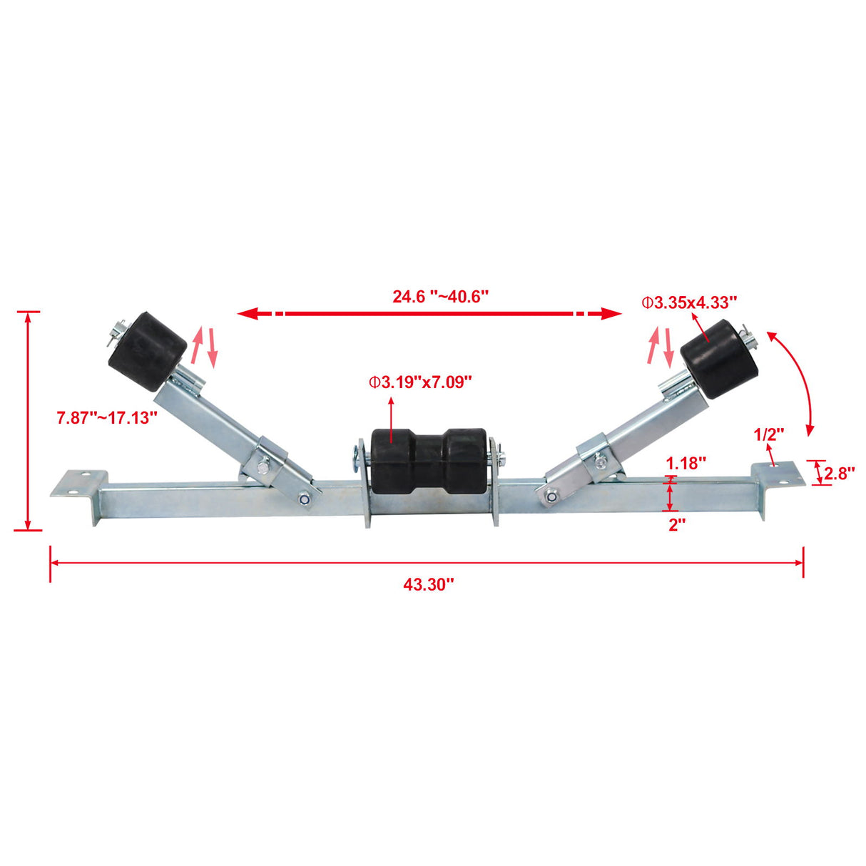 Heavy Duty Boat Trailer Support Bracket With Keel Rollers