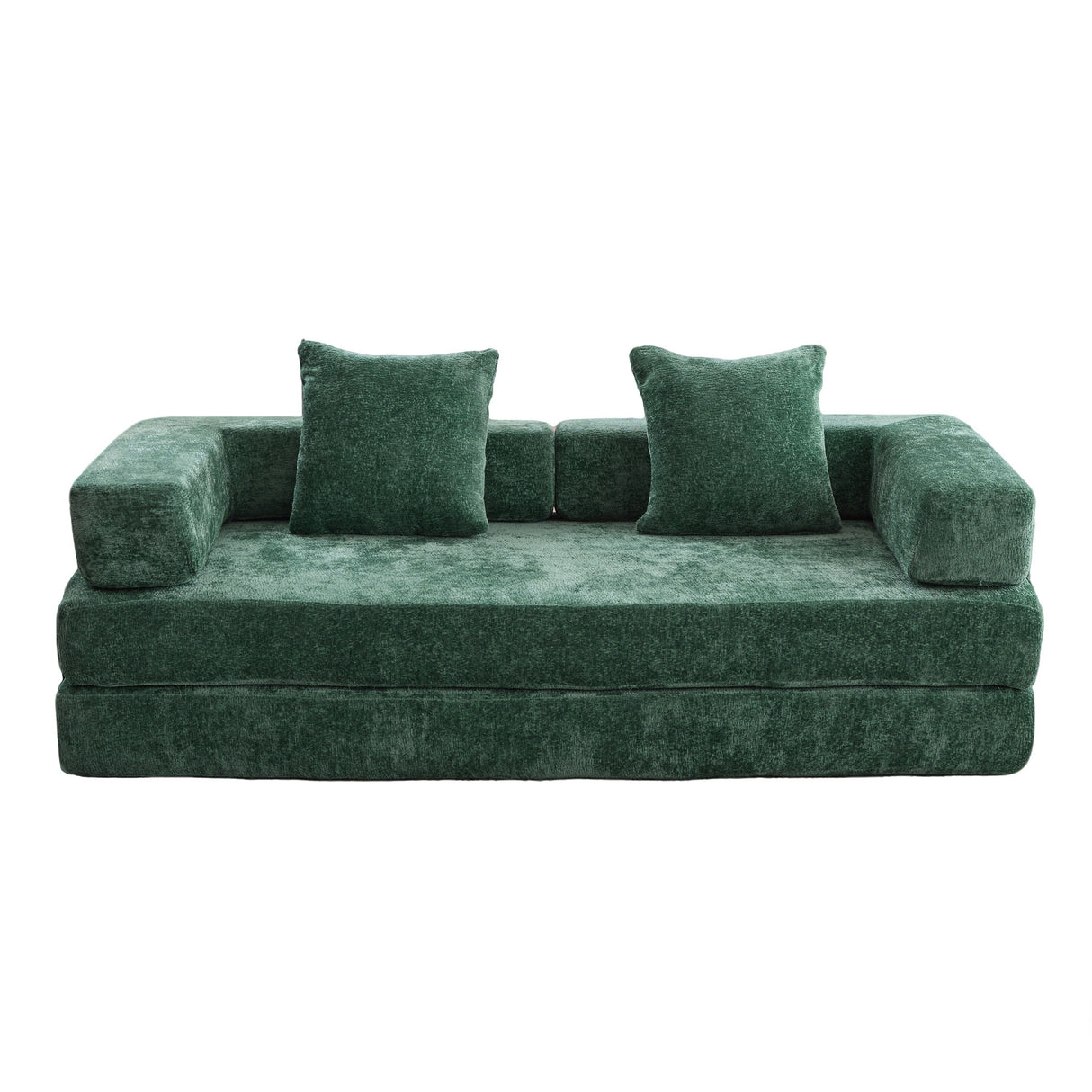 Convertible Floor Sofa Bed With Pillow Back Support Armrest