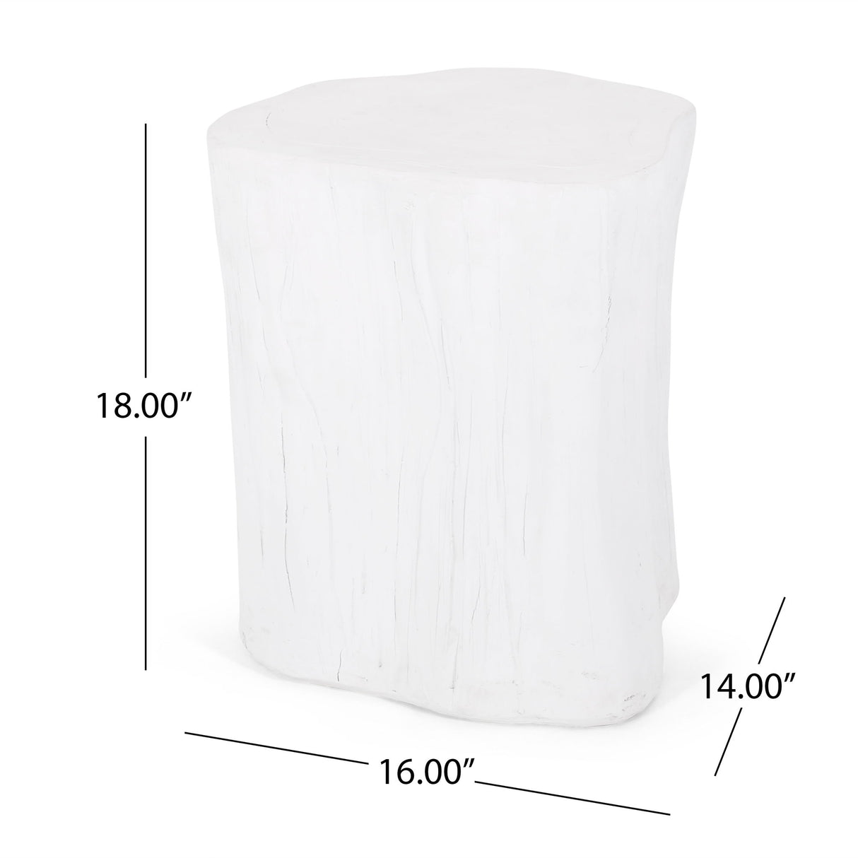 Outdoor, Lightweight Concrete Side Table - Antique White