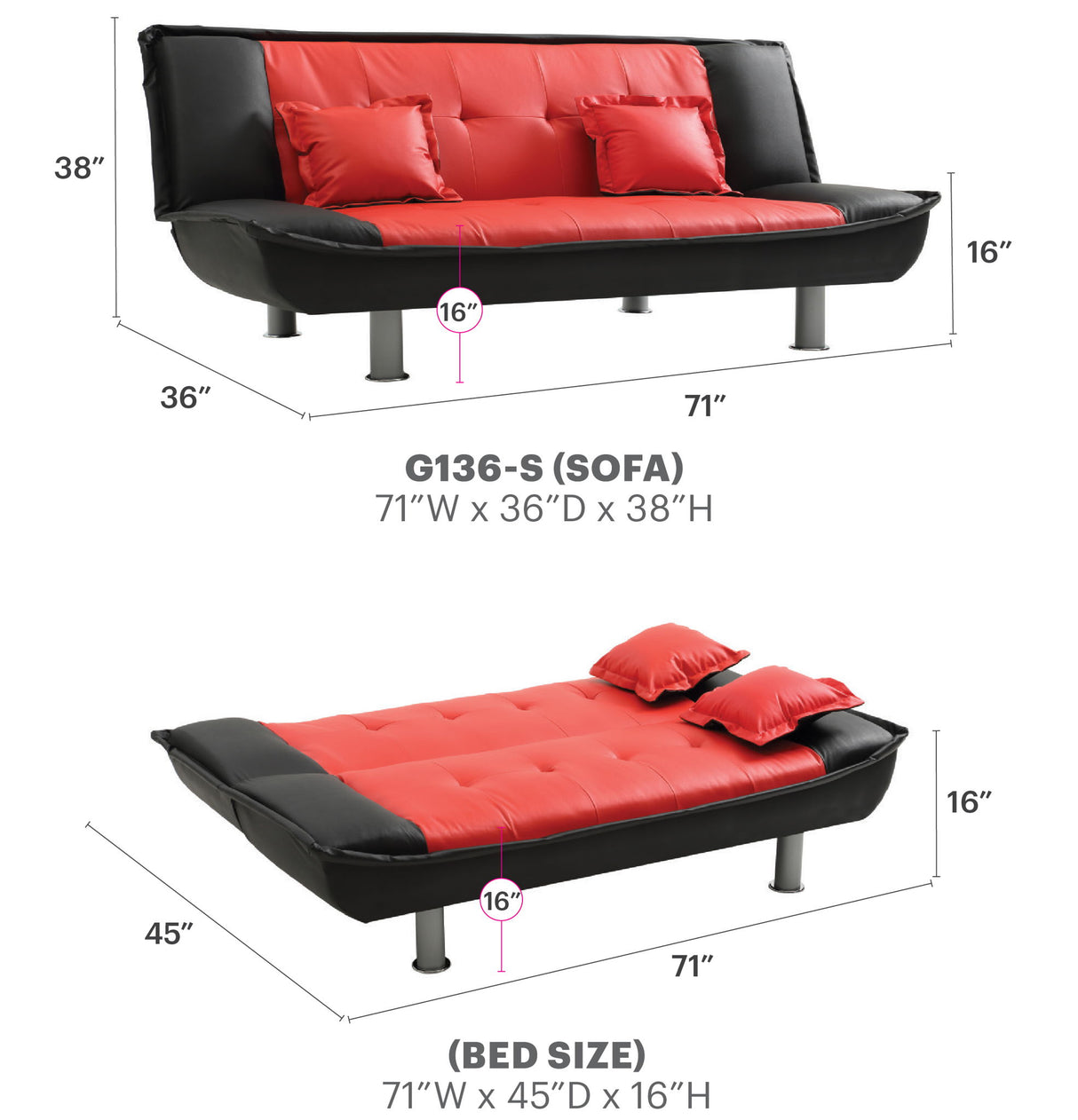 Lionel - Modern Sofa Bed - Black