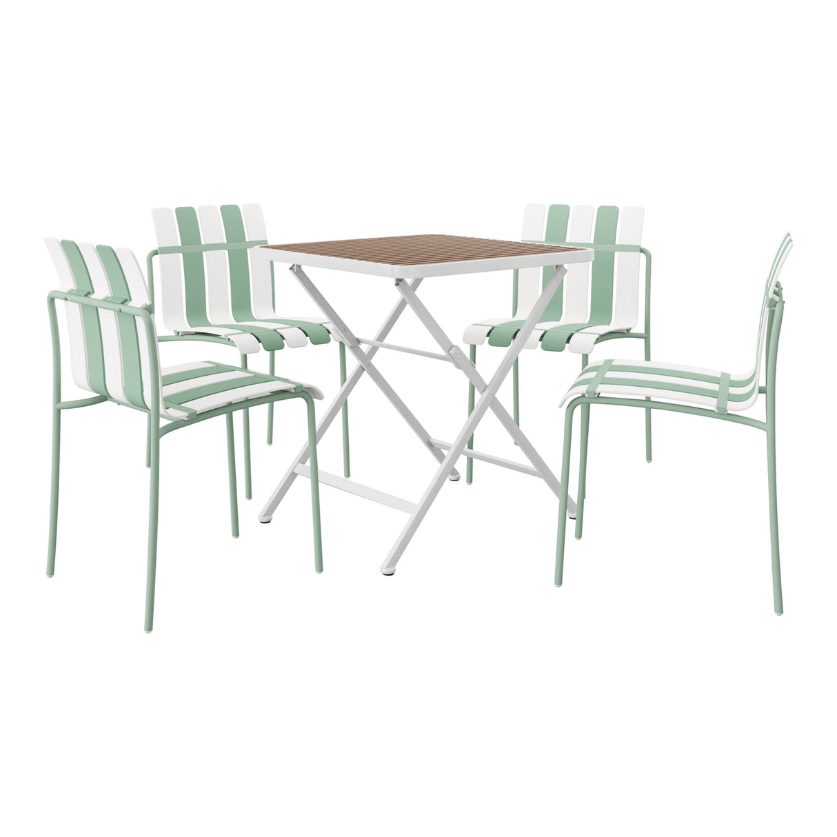 4 Piece Set Of Modern Color Block Designed Single Chairs With Folding Square Table