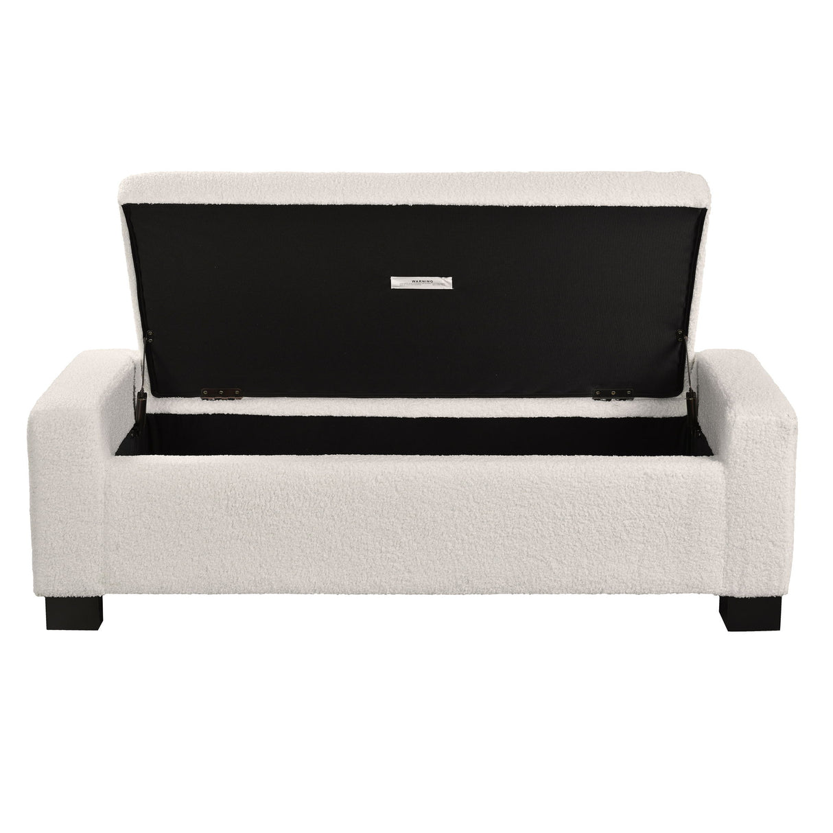 Textured Boucle Ottoman Bench With Hinged Lid For Seating And Storage - Beige