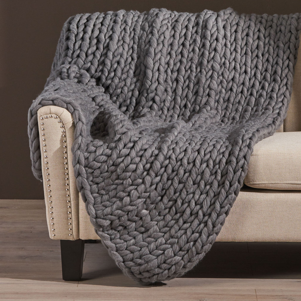 Cozy Knitted Acrylic Throw Blanket With Double Sided Design
