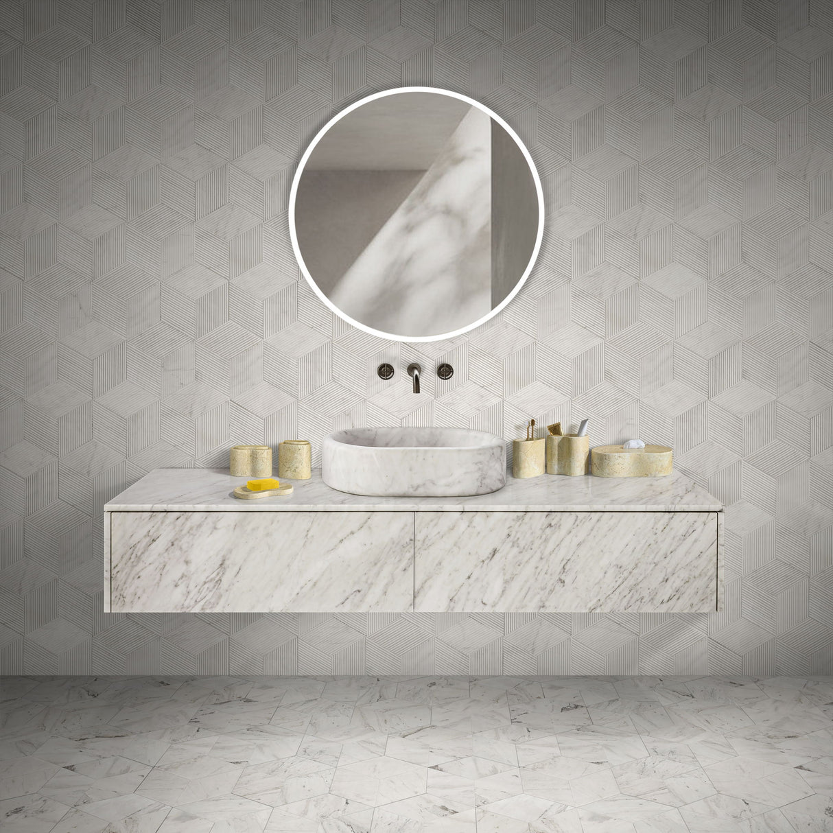 Elegant Natural Marble Bathroom Accessories Set