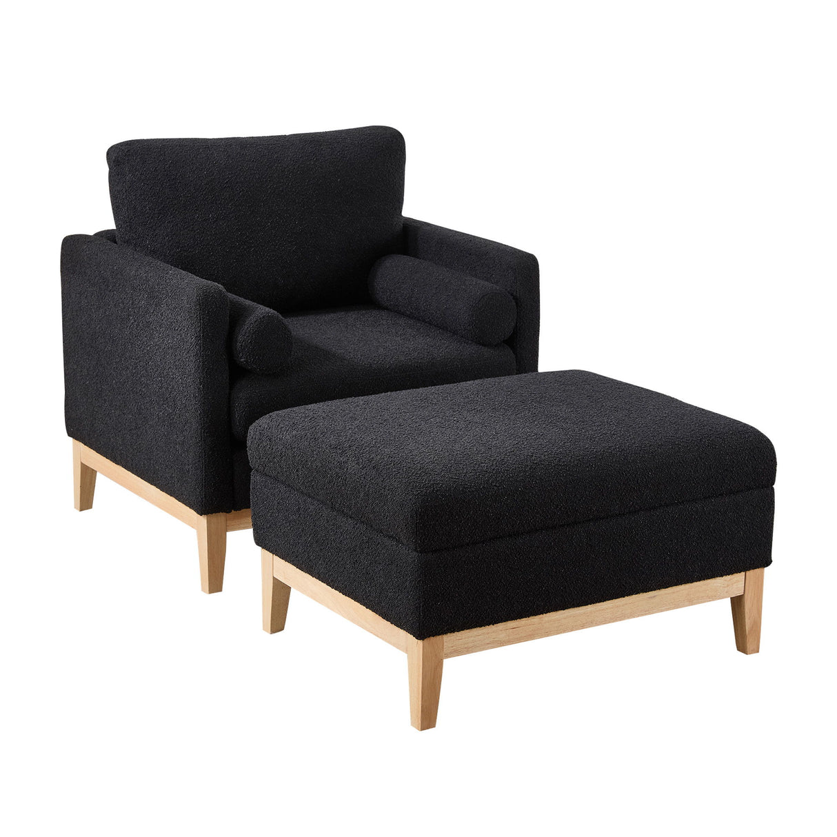 Oversized Swivel Barrel Accent Chair And Ottoman Set With Storage