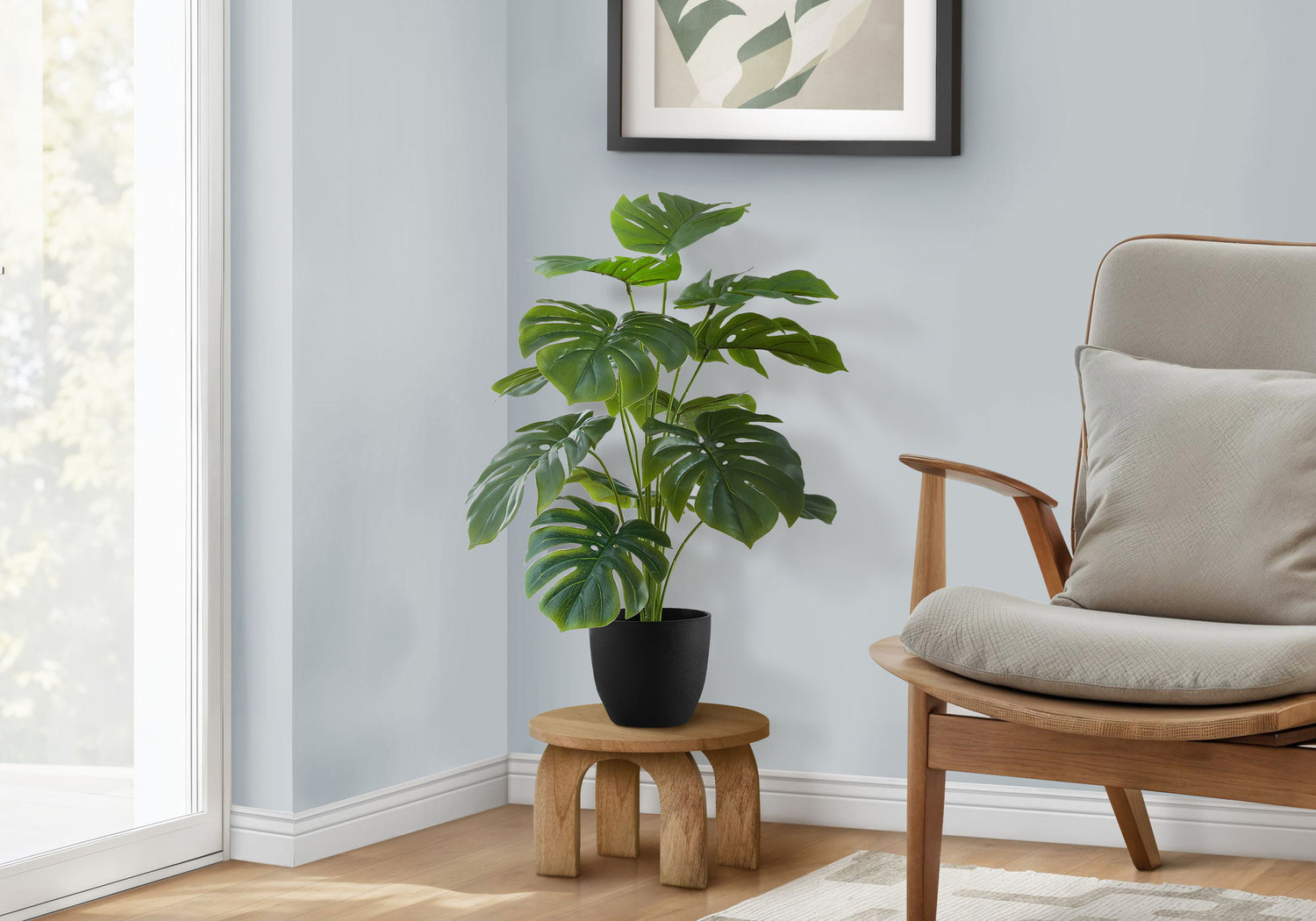 24" Tall, Artificial Plant, Monstera, Indoor, Faux, Fake, Table, Greenery, Potted, Real Touch, Decorative - Green / Black