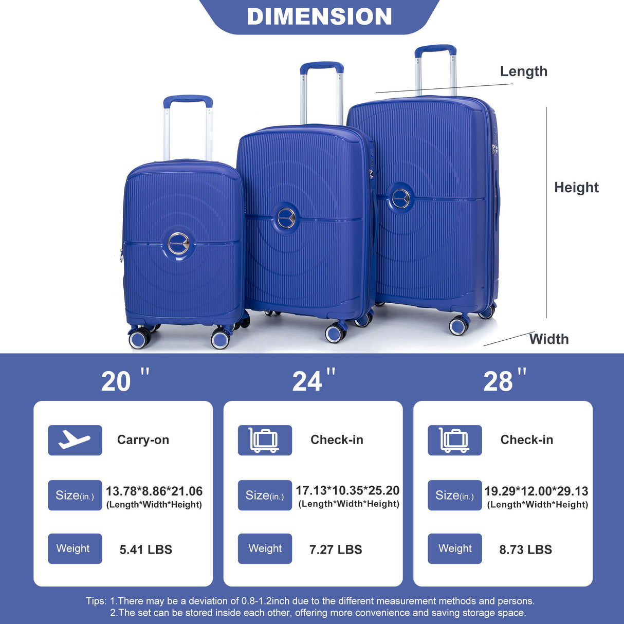 Expandable Hardshell Suitcase Double Spinner Wheels Luggage Sets