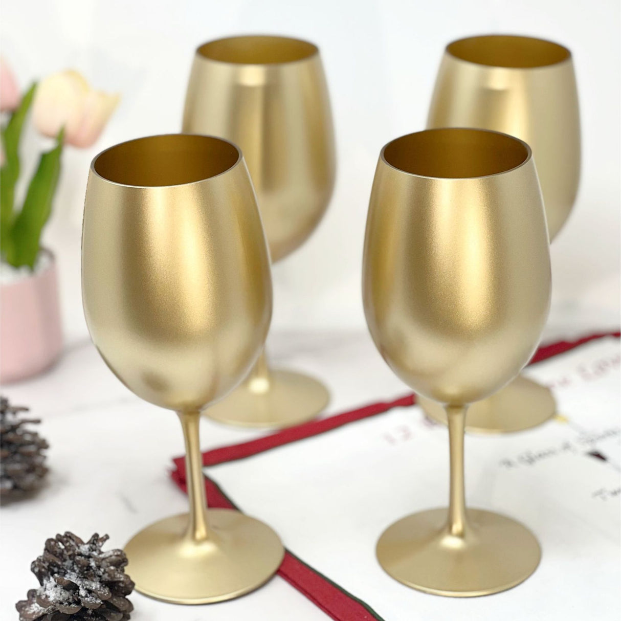 Leadingware Tritan Hammer Plastic Wine Glasses (Set of 4)