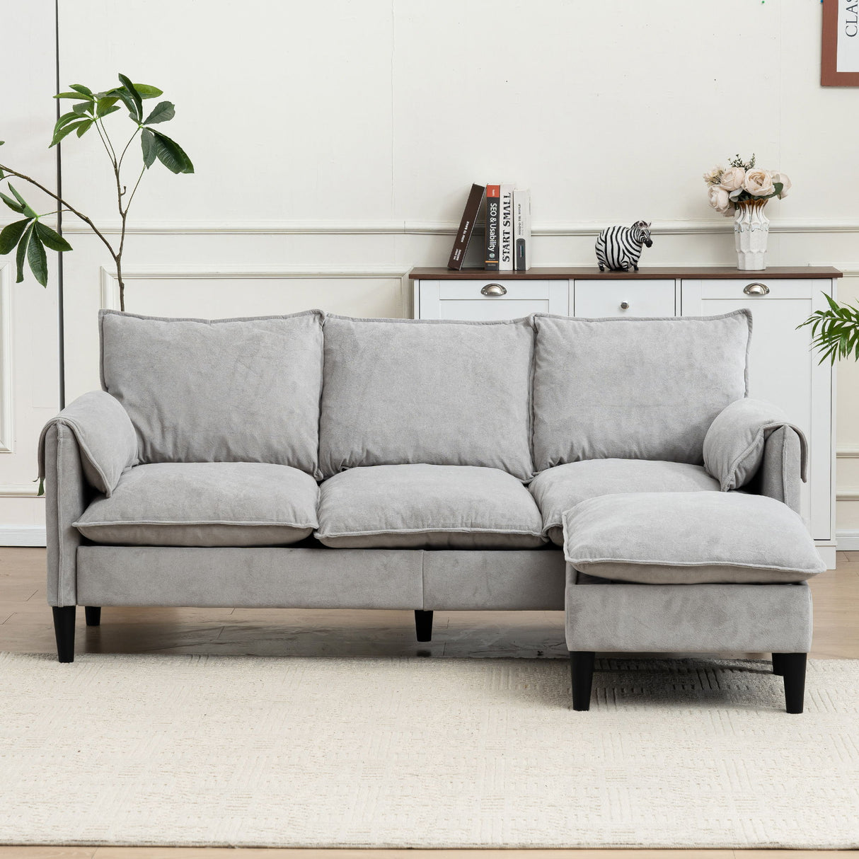 Convertible Combination Sofa With Footstools With Storage