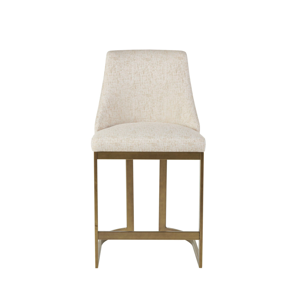 Modern Upholstered Counter Stool With Metal Base - Cream