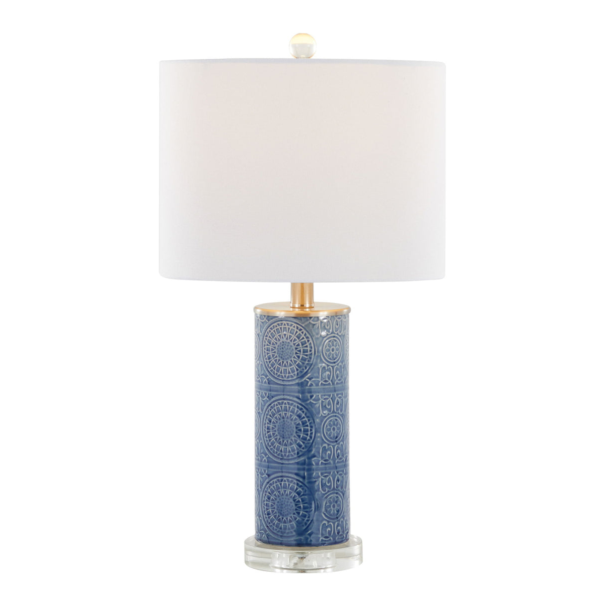 Spyro - Contemporary Table Lamp - Bijou Blue / White / Clear Crystal / Nickel