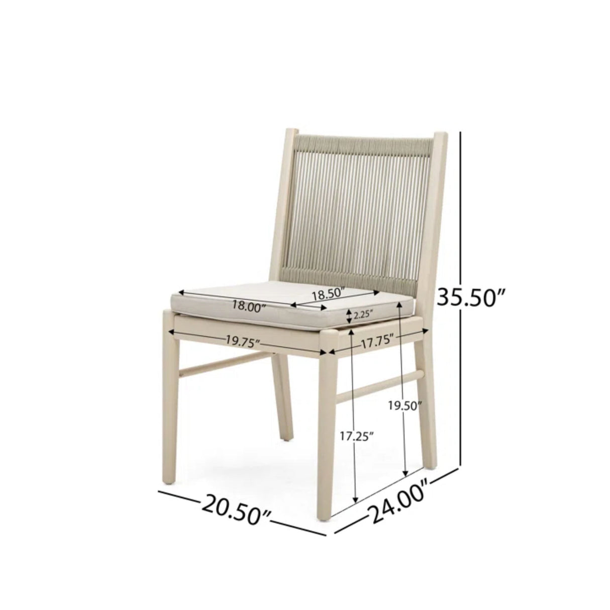 Cordoba - Dining Chair (Set of 2) With Acacia Wood Frame And Water Repellent Fabric - Beige / Yellow