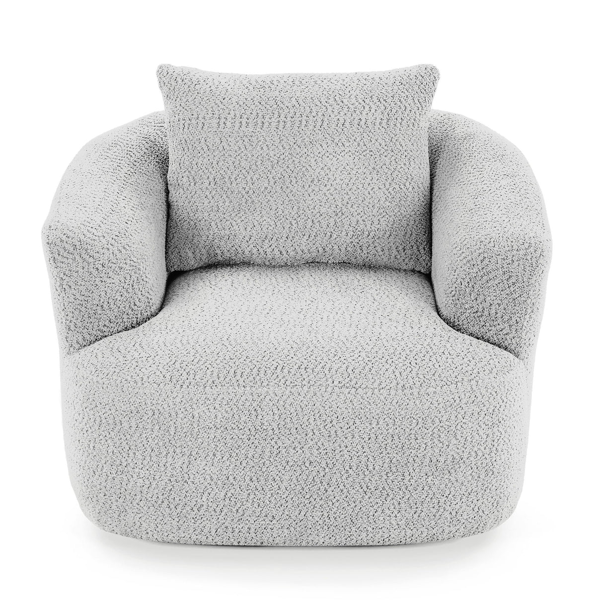360° Swivel Barrel Sofa Chair With Throw Pillow, Chenille Upholstered Accent Chair