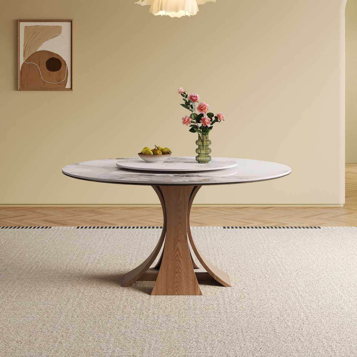 Dining Table With 35" Turntable, Seats 6 - 8 - White